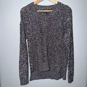 Prince & Fox Marled Knit Sweater XL Black Gray Textured Crewneck